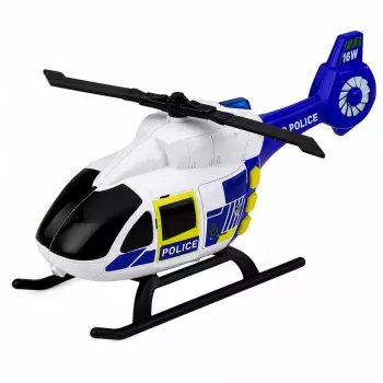 LEAN TOYS Polizei-Set Hubschrauber Motorrad Polizeiauto Lichter Geräusche 1:32