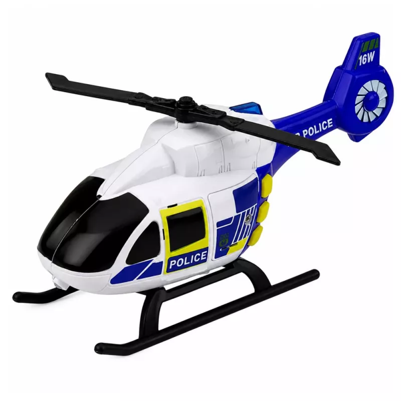 LEAN TOYS Polizei-Set Hubschrauber Motorrad Polizeiauto Lichter Geräusche 1:32