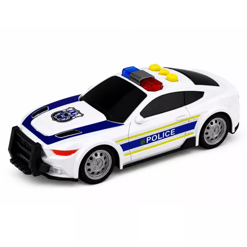 LEAN TOYS Polizei-Set Hubschrauber Motorrad Polizeiauto Lichter Geräusche 1:32