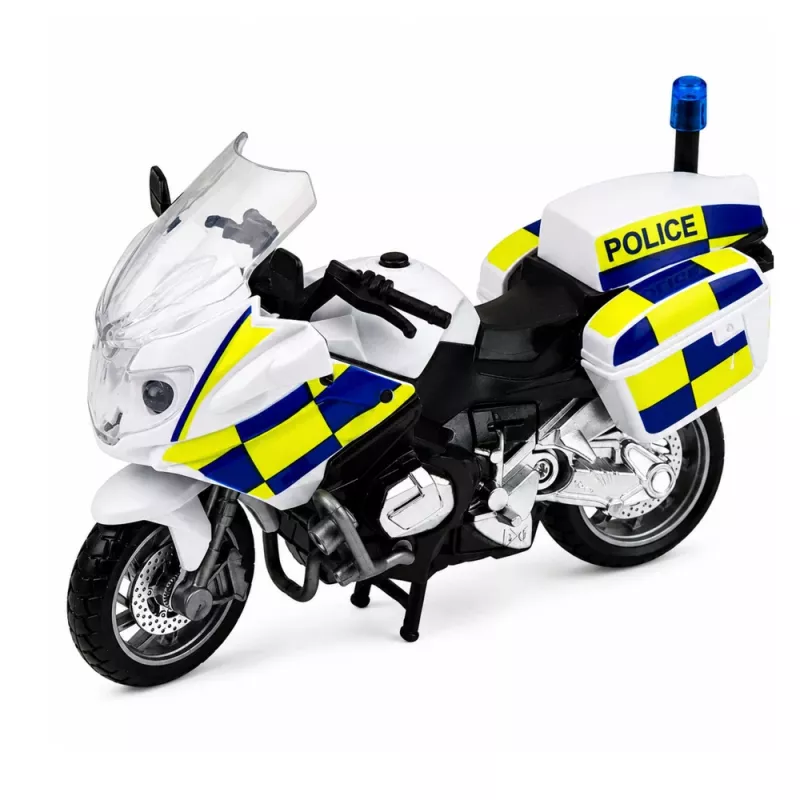 LEAN TOYS Polizei-Set Hubschrauber Motorrad Polizeiauto Lichter Geräusche 1:32