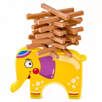 LEAN TOYS Geschicklichkeitsspiel Balancierender Elefant Turm aus Blöcken bauen Elefant 61 Teile