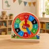LEAN TOYS Lernuhr aus Holz zum Erlernen der Uhrzeit mit beweglichen Zeigern und Karten, 55 Teile