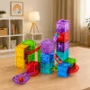 LEAN TOYS Magnetische Bausteine Würfel Kugelbahn Bunt 33 Teile