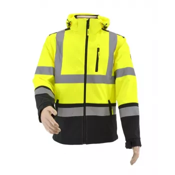 AWTOOLS Softshell-Jacke T3 mit hoher Sichtbarkeit, reflektierend, Schwarz, Größe S
