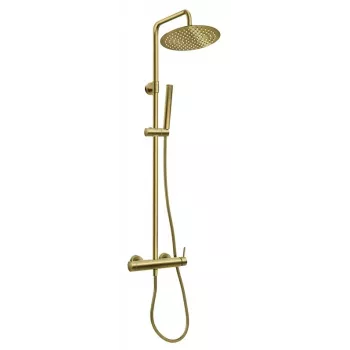 FERRO Ciriculus Thermostatischer Duschset mit 250mm Regendusche, Gebürstetes Gold