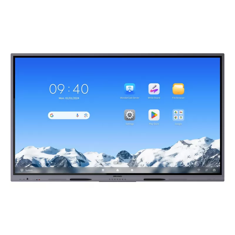 Hikvision DS-D5C75RB/A2L 75 Zoll 4K Interaktives Display, Android 14 (aufrüstbar auf 16 EDLA), 40-Punkt IR-Touch, 8GB RAM, 128GB Speicher, Wi-Fi 6, Bluetooth 5.2, 3x HDMI, USB-C, 2x15W Lautsprecher, 8-Mikrofon-Array, VESA 800x400