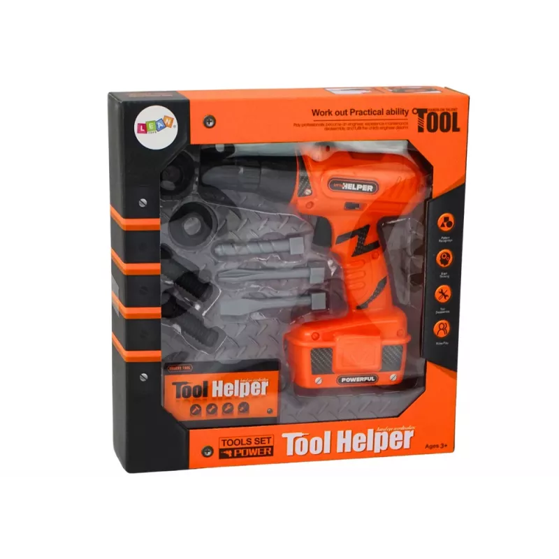 LEAN TOYS DIY Akku-Bohrschrauber Orange Bohrer Schrauben