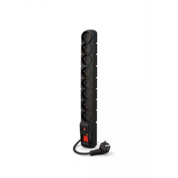 ACAR S8 PRO 3m Überspannungsschutzleiste – 8 Steckdosen, 155J, 2300W, Schwarz