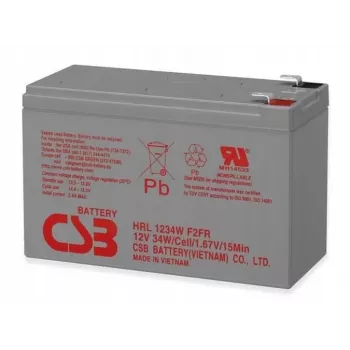 CSB HRL1234WF2 12V 9Ah Langzeit-VRLA-Batterie – 8-10 Jahre Designlebensdauer, Faston F2-Anschlüsse