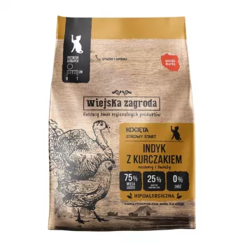 Wiejska Zagroda Trockenfutter für Katzen Truthahn & Huhn Kätzchen 400g