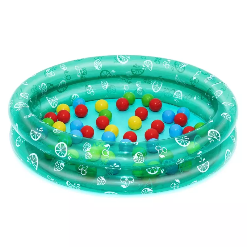 Bestway 51141 Aufblasbarer Gartenpool mit 50 Bällen, transparent mit Punkten, 91 cm