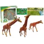 LEAN TOYS Giraffenfiguren Lernspielzeug Familie 3 Teile + Afrika-Hintergrund