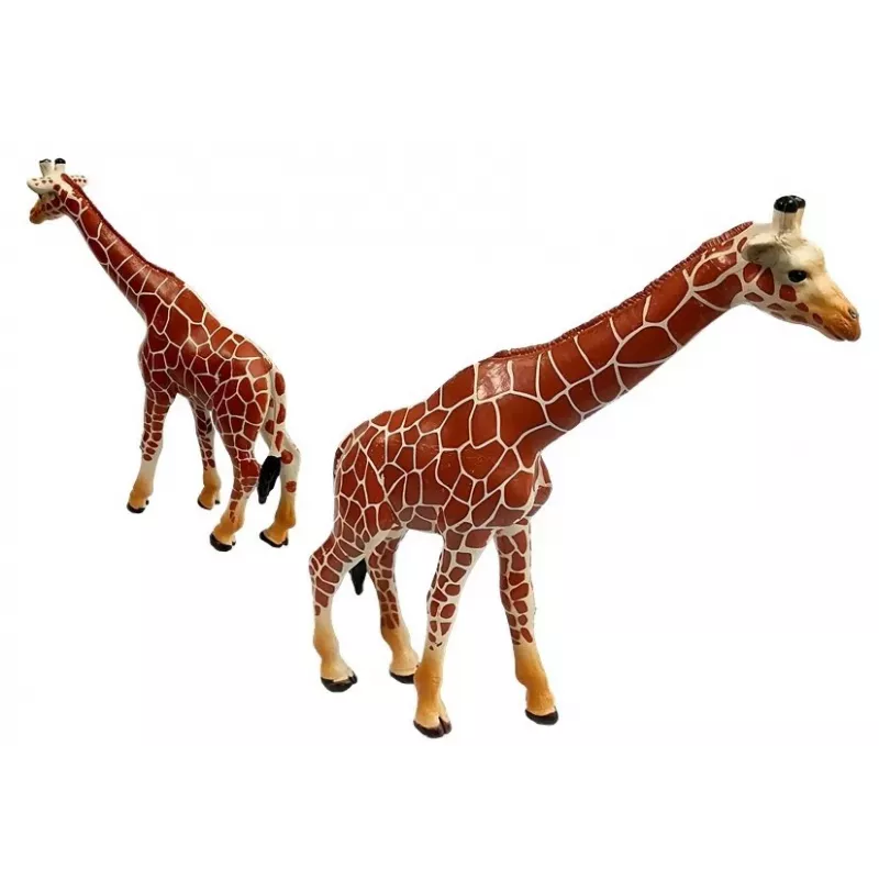 LEAN TOYS Giraffenfiguren Lernspielzeug Familie 3 Teile + Afrika-Hintergrund