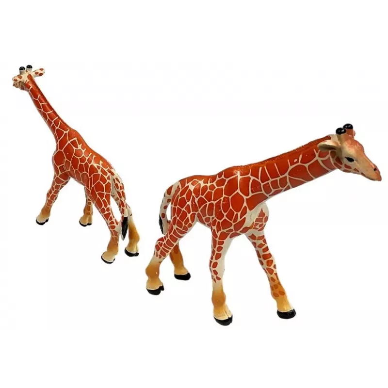 LEAN TOYS Giraffenfiguren Lernspielzeug Familie 3 Teile + Afrika-Hintergrund