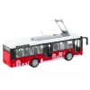 LEAN TOYS Oberleitungsbus Bus 1:16 Lichter Geräusche Antrieb Weiß und Rot