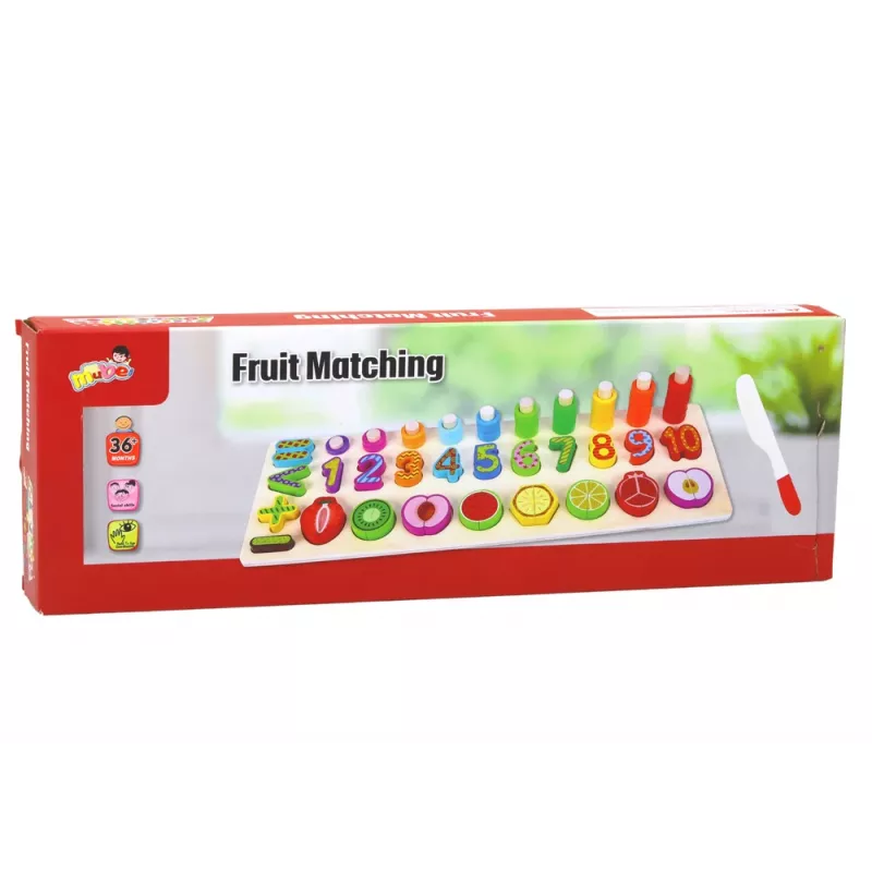 LEAN TOYS Holz-Lernbrett zum Sortieren – Mathe lernen mit Früchten und Zahlen, 85 Teile, Montessori-Spielzeug für Kleinkinder ab 3 Jahren
