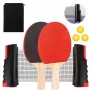 LEAN TOYS Tischtennis-Set mit Netz, 2 Schlägern und 3 Bällen