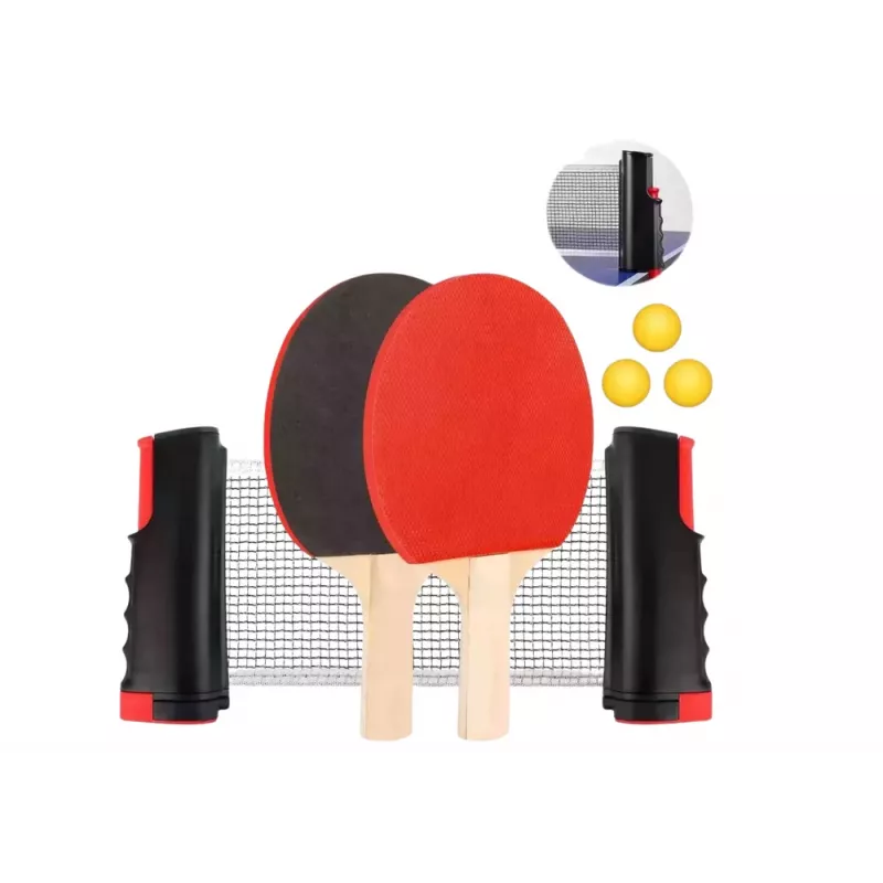 LEAN TOYS Tischtennis-Set mit Netz, 2 Schlägern und 3 Bällen