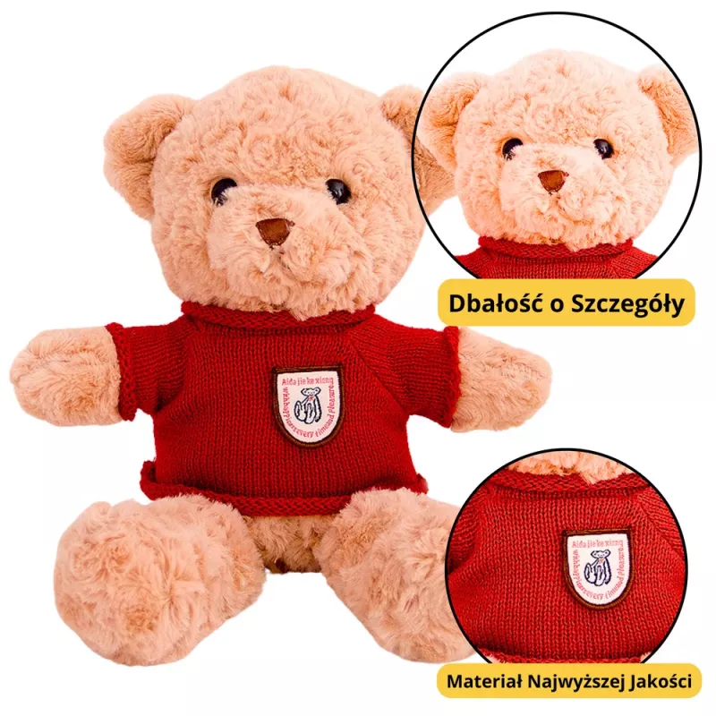 LEAN TOYS Plüsch-Maskottchen Kuscheltier Teddybär Beiger Roter Pullover 40cm