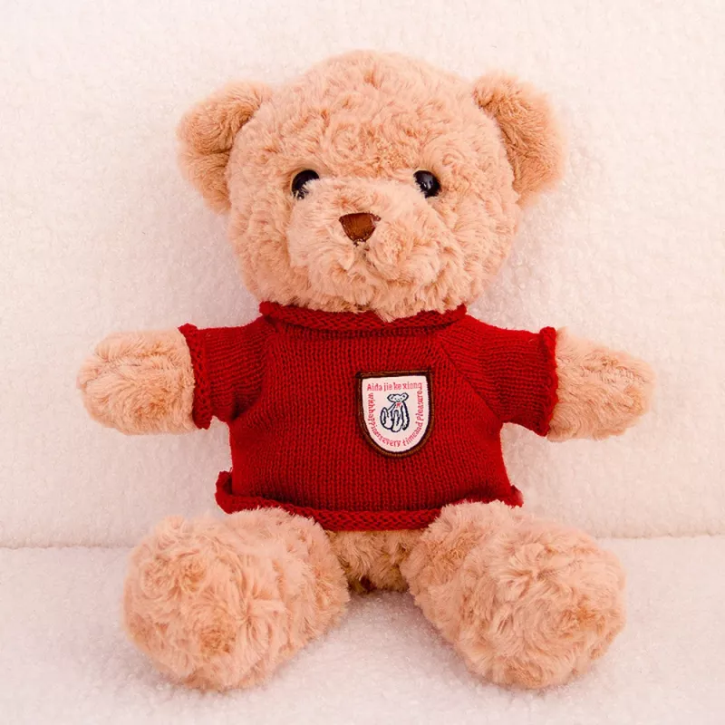 LEAN TOYS Plüsch-Maskottchen Kuscheltier Teddybär Beiger Roter Pullover 40cm