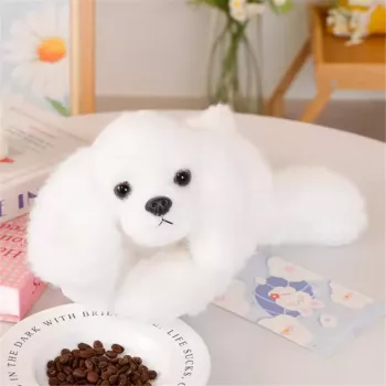 LEAN TOYS Plüsch-Malteser-Hund mit gewichteten Pfoten Weiß 30cm