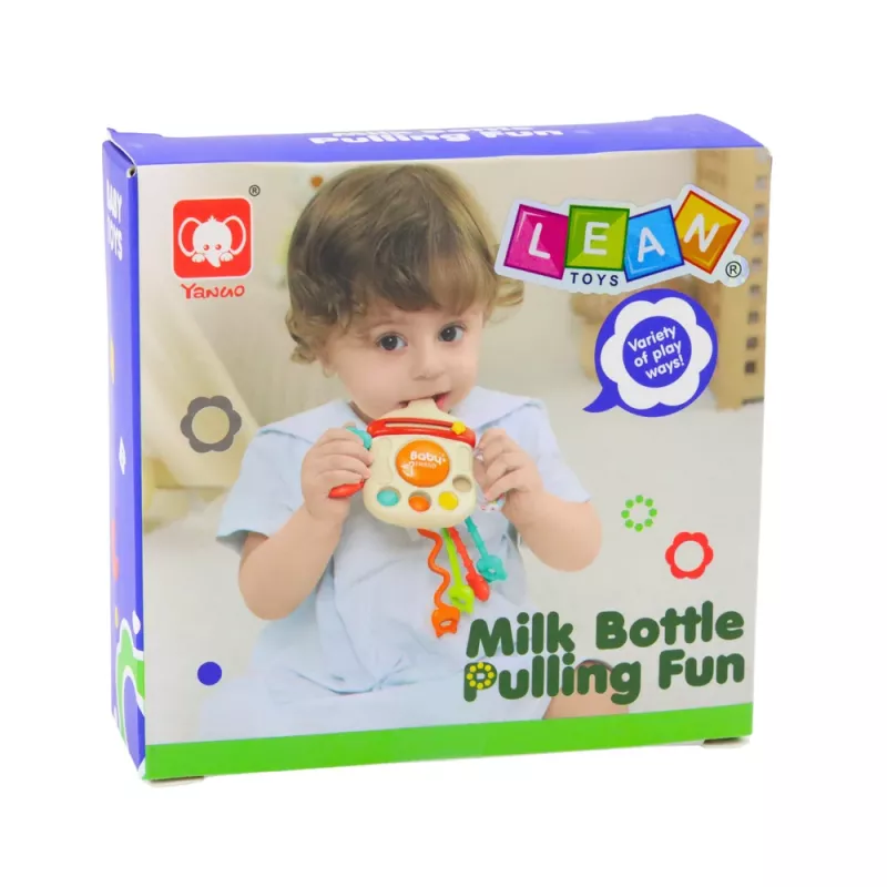 LEAN TOYS Sinnespielzeug Beißring Rassel für Kleinkinder Flasche 3in1