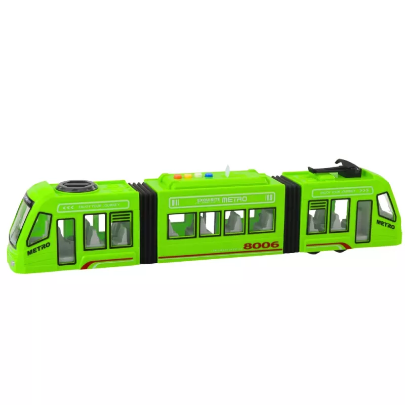 LEAN TOYS City Metro Straßenbahn mit Türen, Licht und Sound, Grün 1:16