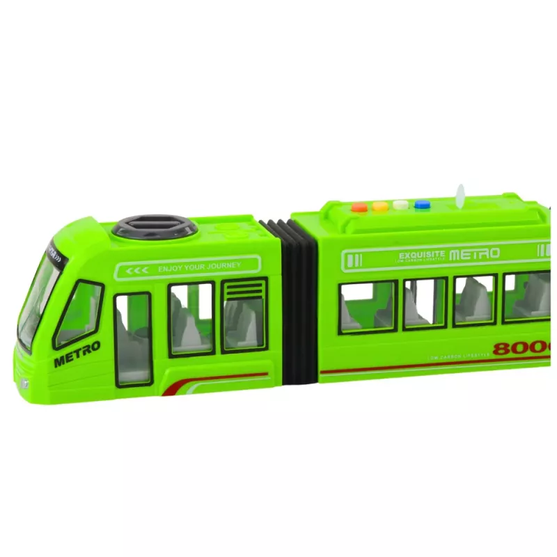 LEAN TOYS City Metro Straßenbahn mit Türen, Licht und Sound, Grün 1:16