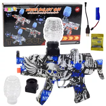 LEAN TOYS Elektrischer Gel-Ball-Blaster Graffiti Weiß Blau