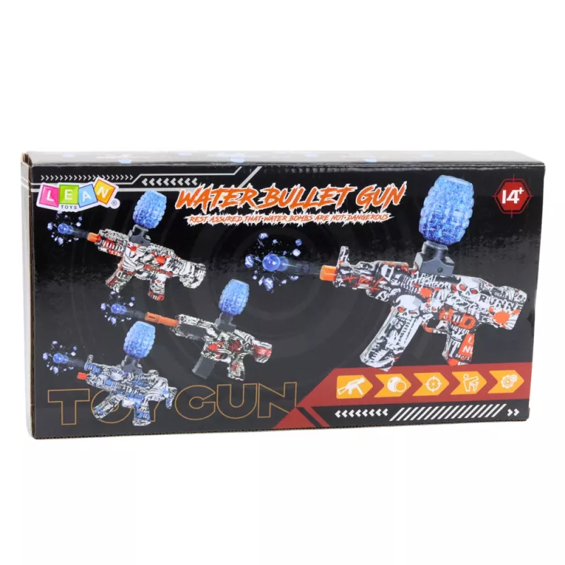 LEAN TOYS Elektrischer Gel-Ball-Blaster Graffiti Weiß Blau