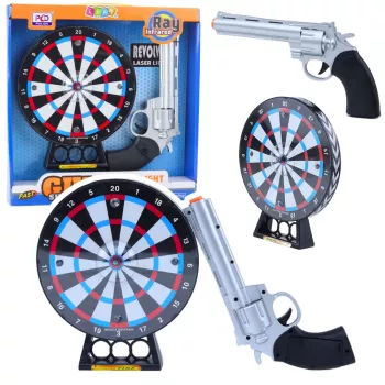 LEAN TOYS Laser-Revolver-Pistolen-Set mit Zielscheiben-Schießspiel, Lichtern und Sounds
