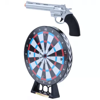 LEAN TOYS Laser-Revolver-Pistolen-Set mit Zielscheiben-Schießspiel, Lichtern und Sounds