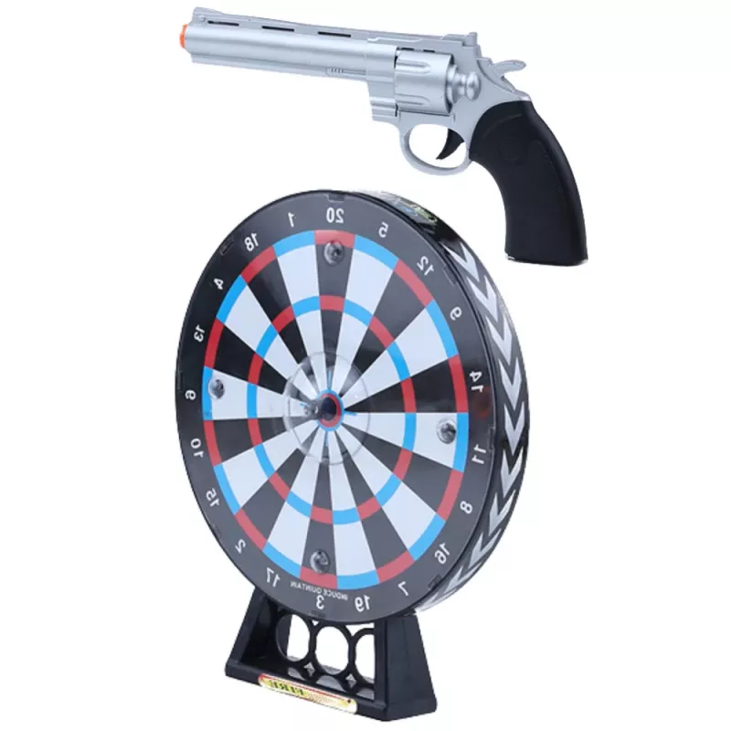 LEAN TOYS Laser-Revolver-Pistolen-Set mit Zielscheiben-Schießspiel, Lichtern und Sounds