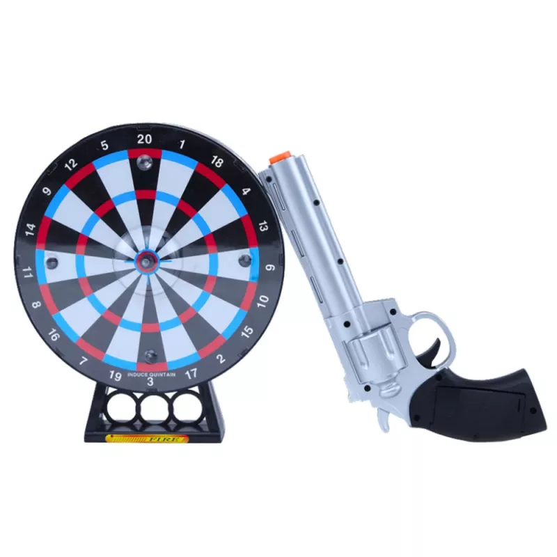 LEAN TOYS Laser-Revolver-Pistolen-Set mit Zielscheiben-Schießspiel, Lichtern und Sounds