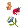 LEAN TOYS Bausteine Blumenzusammenstellung mit Marienkäfern in einer Kuppel 596 Teile