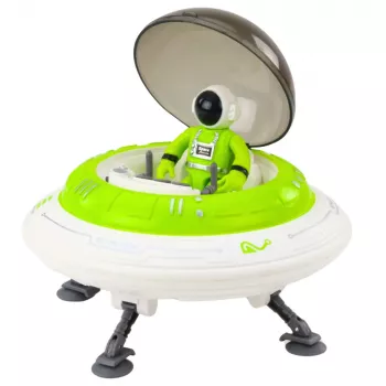 LEAN TOYS UFO-Raumschiff mit Astronautenfigur, Lichtern und Geräuschen, Grün