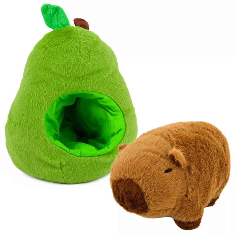 LEAN TOYS Grüne Avocado mit Capybara 2-in-1 Wendbarer Plüschtier 25 cm