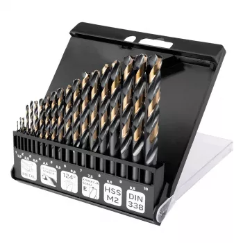 NEO TOOLS HSS-CNC Metallbohrer-Set, 124°, Pro-Tec, 1,0-10,0 mm, 19-teilig