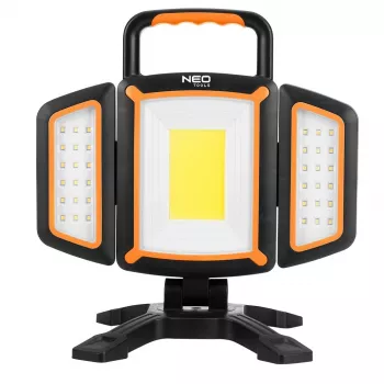 NEO TOOLS 99-125 Wiederaufladbare COB LED Arbeitsleuchte 2000lm, 20W, 6500K Kaltweiß, 4400mAh Li-Ion, USB-C, Magnetfuß, IP44