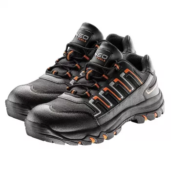NEO TOOLS 82-710 S1P SRC Sicherheitsschuhe mit Stahlkappe, Größe 43, Schwarz/Grau