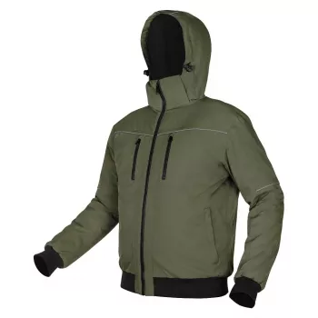 NEO TOOLS Isolierte Jacke mit Kapuze OUTDOOR, Grün, Größe S