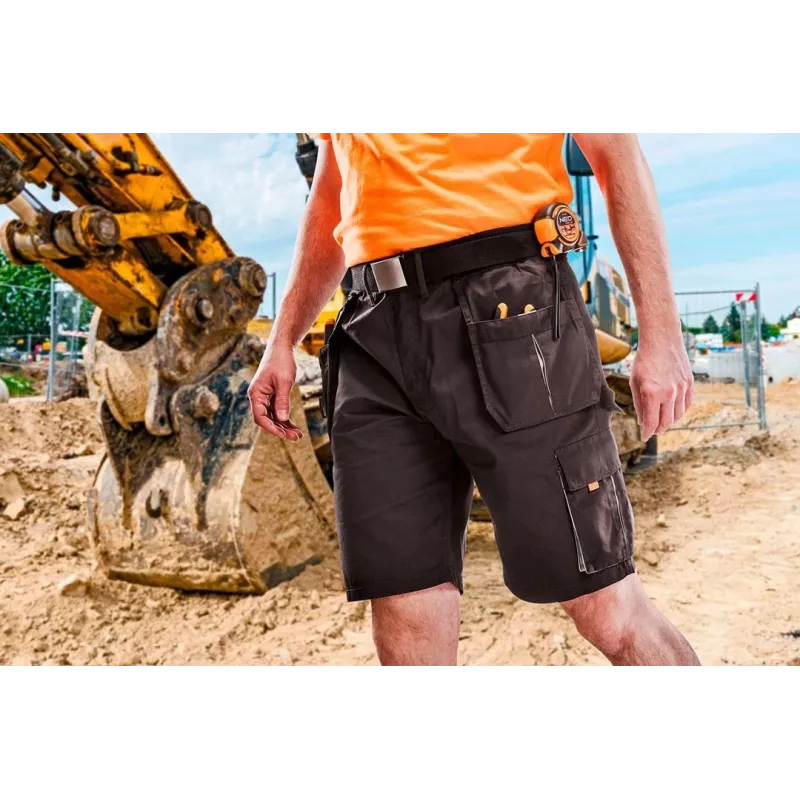 NEO TOOLS HD Arbeits-Shorts mit abnehmbaren Taschen, Größe LD/54, Ebony