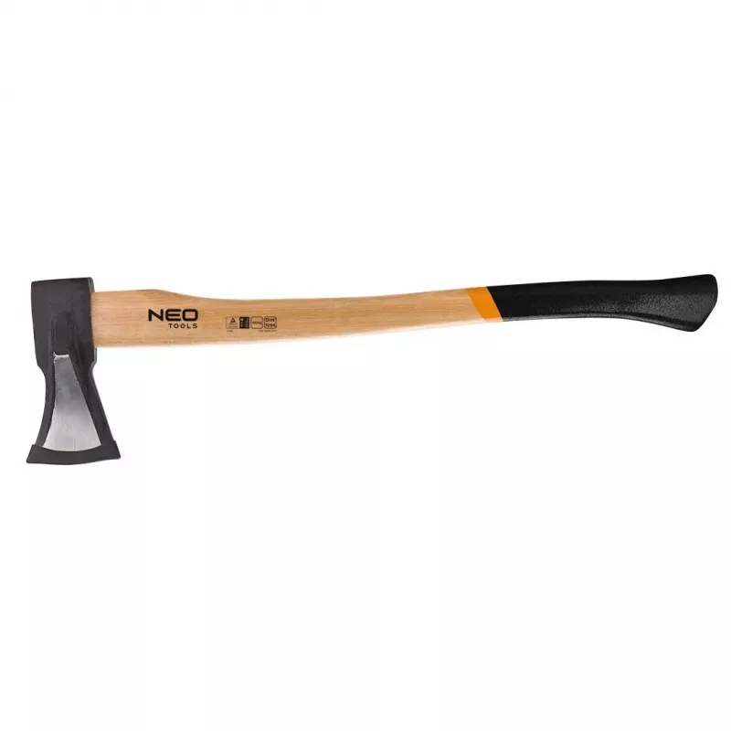NEO TOOLS TOP-27-019 Axt mit Fiberglasstiel, 600g Kopf aus Kohlenstoffstahl, 380mm, rutschfester Griff, Klingenschutz, TÜV GS geprüft