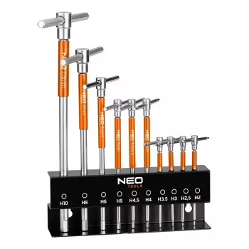 NEO TOOLS Stift-Schlüssel mit Drehgriff 2-10 mm, Satz mit 10 Stück im Ständer