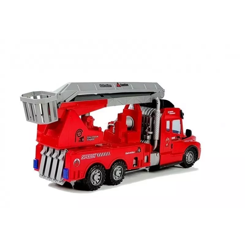 LEAN TOYS Feuerwehrfahrzeug mit Leiter R/C Fernsteuerung 1:14 Maßstab 2,4 GHz Wasserspritze Lichter Geräusche