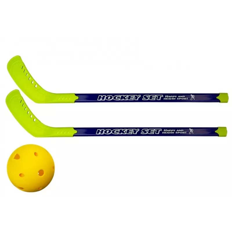 LEAN TOYS Floorball-Set mit 2 Hockeyschlägern und Ball, 82 cm, Rot/Blau, für Kinder ab 6 Jahren