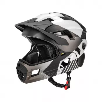 ROCKBROS TS-61 Kinder-Fahrradhelm mit abnehmbarem Kinnschutz, Größe S (48-52 cm), Grau