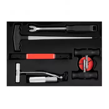 NEO TOOLS TOP-11-819 7-teiliges Windschutzscheiben-Entfernungsset mit 22 m Vierkantdraht, Drahtgriffen, Einfädler, Ahle, Trimwerkzeug, Drahtgriff, Kunststoffkoffer