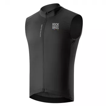 ROCKBROS ROAD TO SKY Herren-Radtrikot-Weste TLMJ003-01 Leicht, atmungsaktiv, winddicht, wasserabweisend, Schwarz, Größe L