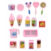 LEAN TOYS Eiswagen-Spielset für Puppen, faltbar, rosa, 33 Teile